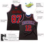 Custom Name Number Basketball Jersey - Personalized Black Red Pinstripe - Authentic Team Apparel Personalized Black Red Pinstripe