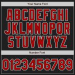 Personalized Black Red Baseball Jersey with Pinstripe Design - Size 3 Red-White Personalized Black Red Pinstripe Red-White