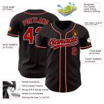 Personalized Black Red Baseball Jersey with Pinstripe Design - Size 3 Red-White Personalized Black Red Pinstripe Red-White