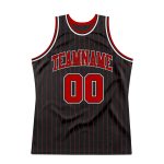 Personalized Red Black Pinstripe Basketball Jersey - Custom Sports Apparel Personalized Black Red Pinstripe Red-White Basketball