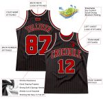 Personalized Red Black Pinstripe Basketball Jersey - Custom Sports Apparel Personalized Black Red Pinstripe Red-White Basketball
