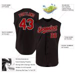 Personalized Authentic Black Red Pinstripe Sleeveless Baseball Jersey Personalized Black Red Pinstripe White Authentic Sleeveless