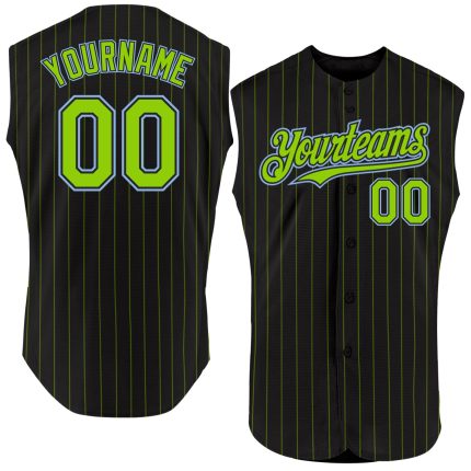 Custom Name Number Baseball Jersey - Personalized Authentic Black Red Pinstripe Sleeveless Design Personalized Black Red
