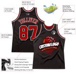 Custom Name Number Basketball Jersey Black Red Pinstripe White Authentic Throwback Personalized Black Red Pinstripe White