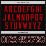 Personalized Varsity Letterman Jacket Black Red Pinstripe Full-Snap Bomber Personalized Black Red Pinstripe White Bomber