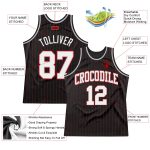 Custom Personalized Basketball Jersey - Black Red Pinstripe, White Gray-Red, Custom Name & Number Personalized Black Red