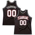 Personalized Basketball Jersey Black Red Pinstripe Gray Red Style for Men Personalized Black Red Pinstripe White Gray-Red