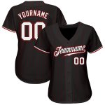 Custom Name & Number Personalized Black Red Pinstripe Baseball Jersey - Authentic Team Jersey Personalized Black Red Pinstripe