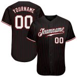 Customizable Black Red Pinstripe Baseball Jersey for Men and Women Personalized Black Red Pinstripe White-Red Baseball Jersey