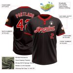 Personalized Unisex Softball Jersey - Black Red Pinstripe Two-Button Style, Soft Fabric Personalized Black Red Pinstripe
