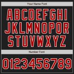 Personalized Unisex Softball Jersey - Black Red Pinstripe Two-Button Style, Soft Fabric Personalized Black Red Pinstripe