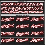 Custom Name and Number Unisex Softball Jersey - Personalized Black Red Pinstripe Two-Button Design Personalized Black Red