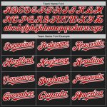 Personalized Unisex Softball Jersey Black Red Pinstripe Two-Button Design Personalized Black Red Pinstripe White Two-Button