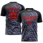 Custom Soccer Jersey with Personalized Name and Number, Black Red-Purple, Third Sublimation Team Uniform Personalized Black