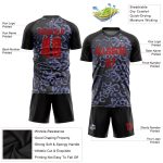 Custom Soccer Jersey with Personalized Name and Number, Black Red-Purple, Third Sublimation Team Uniform Personalized Black