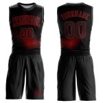Personalized Black Red Basketball Jersey Sublimation Suit - Round Neck Design Personalized Black Red Round Neck Sublimation