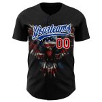 Personalized American Flag Eagle Baseball Jersey - Black Red-Royal 3D Patriotic Design Personalized Black Red-Royal 3D American
