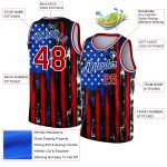 Custom Name Number 3D American Flag Basketball Jersey - Personalized Black Red-Royal Fashion Team Apparel Personalized Black