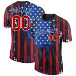 Custom Name and Number 3D American Flag T-Shirt | Personalized Black Red-Royal Fashion Performance Tee Personalized Black