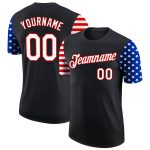 Personalized 3D American Flag Patriotic T-Shirt in Black and Red-Royal - Performance Wear Personalized Black Red-Royal 3D
