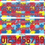 Personalized Autism Awareness Basketball Shorts with Black Red-Royal 3D Puzzle Pieces Design Personalized Black Red-Royal