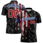 Personalized 3D American Flag Polo Shirt for Billiards Snooker Players - Black Red-Royal Design Personalized Black Red-Royal