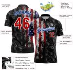 Personalized 3D American Flag Polo Shirt for Billiards Snooker Players - Black Red-Royal Design Personalized Black Red-Royal