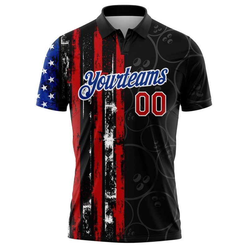 American Flag Performance Polo Shirt - Personalized Black Red-Royal 3D Design Personalized Black Red-Royal 3D Bowling Ball