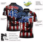 Custom Name Number 3D Eagle American Flag Golf Polo Shirt - Personalized Black Red-Royal Performance Team Apparel Personalized