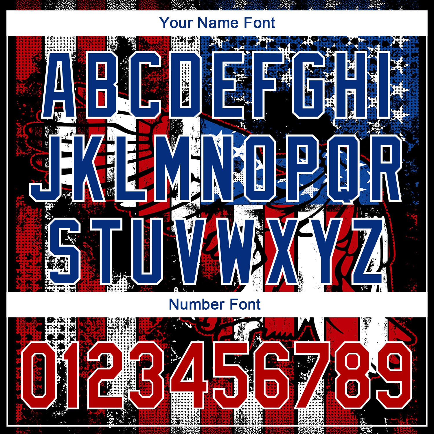 Personalized Black Red-Royal 3D Eagle American Flag Performance Golf Polo Shirt Team Custom Name and Number Custom Name Number 3D Eagle American Flag Golf Polo Shirt - Personalized Black Red-Royal Performance Team Apparel Personalized - Image 5