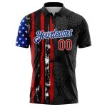 Personalized 3D Golf Ball American Flag Black Red-Royal Performance Polo Shirt Personalized Black Red-Royal 3D Golf Ball