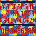 Autism Awareness Custom Basketball Jersey with 3D Puzzle Pattern, Personalized Name & Number, Black Red-Royal Design Personalized