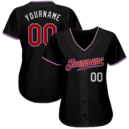 Custom Name and Number Personalized Black Red-Royal Authentic Baseball Jersey Personalized Black Red-Royal Authentic Baseball