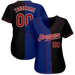 Custom Name and Number Baseball Jersey - Personalized Black Red-Royal Split Fashion Team Design Personalized Black Red-Royal