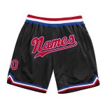 Custom Name Number Basketball Shorts - Personalized Black Red-Royal Authentic Throwback Design Personalized Black Red-Royal