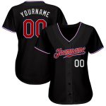 Custom Personalized Black Red-Royal Baseball Jersey for Men and Women Personalized Black Red-Royal Baseball Jersey