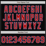 Personalized Bomber Jacket Black Red-Royal Two Tone Varsity Full-Snap Letterman 2 Personalized Black Red-Royal Bomber Full-Snap