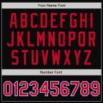 Personalized Two-Tone Black Red-Royal Varsity Bomber Jacket Full-Snap Letterman Personalized Black Red-Royal Bomber Full-Snap