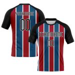 Custom Sublimation Volleyball Jersey with Personalized Name and Number - Black Red Royal Lines Team Uniform Personalized