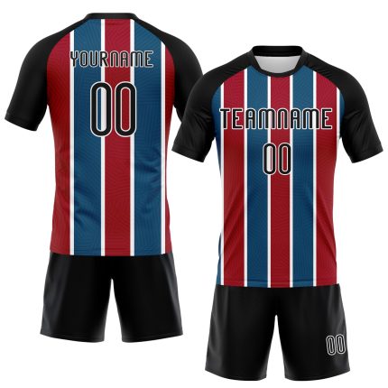 Custom Sublimation Volleyball Jersey with Personalized Name and Number - Black Red Royal Lines Team Uniform Personalized
