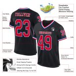 Custom Black Red-Royal Mesh Football Jersey - Personalized Throwback Style Personalized Black Red-Royal Mesh Throwback Football