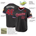 Personalized Baseball Jersey - Black Red-Royal Throwback Style for Men Personalized Black Red-Royal Throwback Baseball Jersey