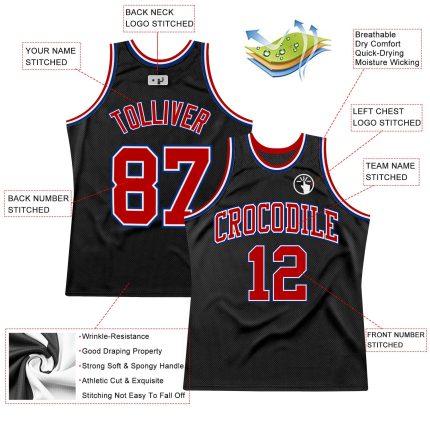 Custom Black Red Royal Basketball Jersey - Personalized Throwback Style Personalized Black Red-Royal Throwback Basketball
