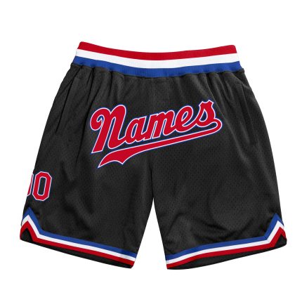 Personalized Red Black Royal Throwback Basketball Shorts for Men Personalized Black Red-Royal Throwback Basketball Shorts