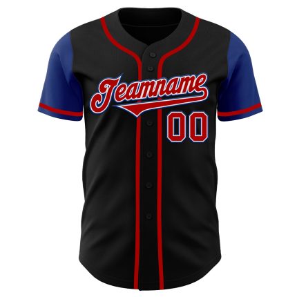 Personalized Two Tone Black Red-Royal Baseball Jersey for Men and Women Personalized Black Red-Royal Two Tone Baseball Jersey