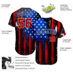Personalized 3D Distressed American Flag Baseball Jersey in Black, Red, and Royal White Personalized Black Red Royal-White