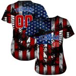 Personalized 3D Eagle American Flag Baseball Jersey, Custom Name and Number, Black Red Royal White Team Spirit Apparel Personalized