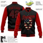 Personalized Spartan Logo Bomber Jacket with Vintage USA Flag 3D Pattern, Custom Name & Number, Varsity Letterman Two Tone Design