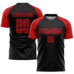 Custom Black Red Soccer Jersey - Personalized Sublimation Uniform for Team Sports Personalized Black Red Sublimation Soccer