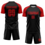 Custom Black Red Soccer Jersey - Personalized Sublimation Uniform for Team Sports Personalized Black Red Sublimation Soccer